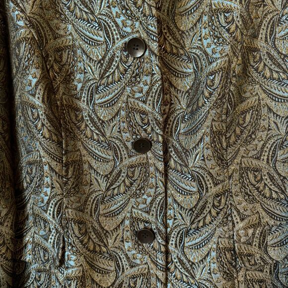 Chico's Formal Jacket Paisley w/ Good Thread w/ Leopard Interior & Cuffs Buttons - Picture 8 of 12